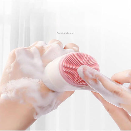 2PCS Manual Facial Cleansing Brush, 2-In-1 Facial Cleansing Brush, Silicone Double Sided Exfoliating Brush, Deep Cleansing Skin Keratin Cleaning System, Wash Makeup Massaging