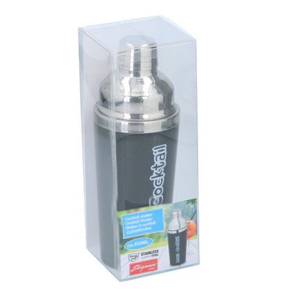 Cocktail Shaker Stainless Steel 3 Piece Built in Strainer Cap Drinks Mixer 450Ml