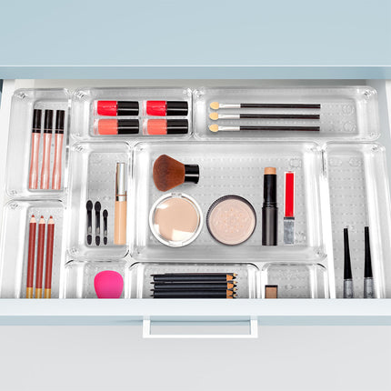 25PCS Draw Organiser Plastic Box Desk Drawer Fridge Trays Makeup Storage Divider