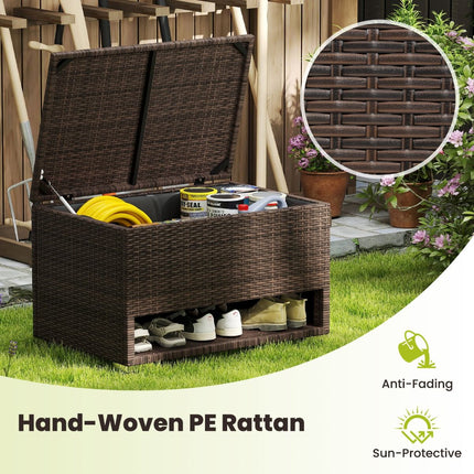 PE Rattan Storage Bin with Waterproof Liner and Shoe Rack