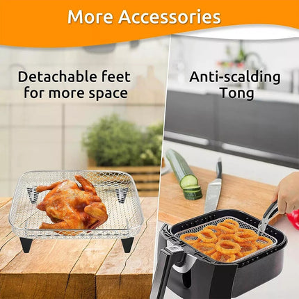 Air Fryer Grill Rack Square Stainless Steel 3 Layers Stackable Air Fryer Shelf