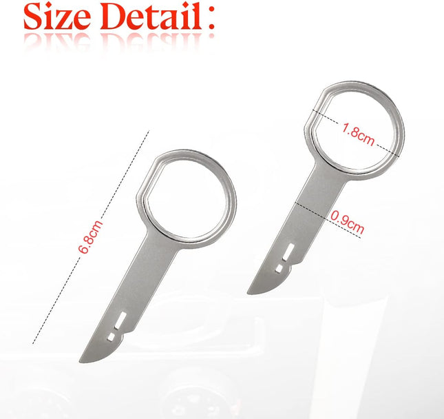 Car Radio Removal Tool Key, 4 Pieces Stereo Release Tools Pins with Easy Grip Handles, CD DVD Media Player Head Unit Key Tool, Car Accessories Radio Tools Compatible with Most Vehicles