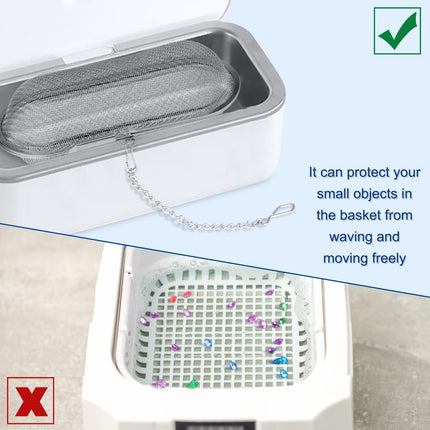 2Pcs Ultrasonic Cleaner Baskets, Fine Mesh Stainless Steel Parts Cleaning Basket