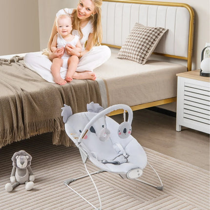 Portable Baby Bouncer with Detachable Toy Bar for Babies 0-6 Months Old up to 9 Kg