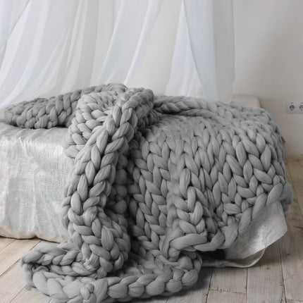 Chunky Knit Throw Blanket Handwoven Home Decor, 120Cm L X 150Cm W