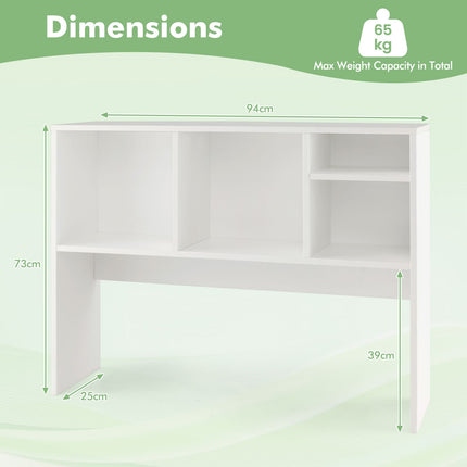 Computer Desktop Bookcase with 4 Cubbies and Open Back Compartment