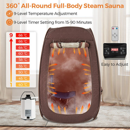 Portable Steam Sauna Tent with 1000W 3L Steam Generator and Chair