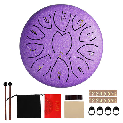 Steel Tongue Drum Portable Rain Hand Pan Drum Percussion Musical Instruments 6 Inch 11 Notes for Yoga Meditation Musical Toy