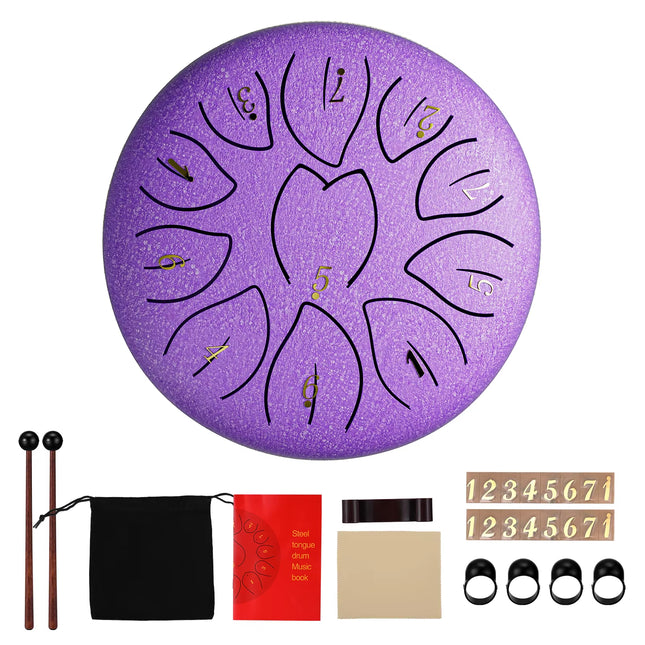 Steel Tongue Drum Portable Rain Hand Pan Drum Percussion Musical Instruments 6 Inch 11 Notes for Yoga Meditation Musical Toy