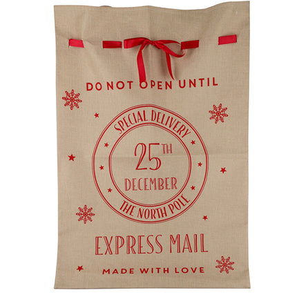 Christmas Sack Jute Bag Drawstring Gift Reusable Present Stocking Storage XL