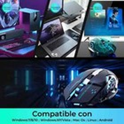 Rechargeable Wireless Mouse RGB LED USB Gaming Mice Laptop PC Mac UK