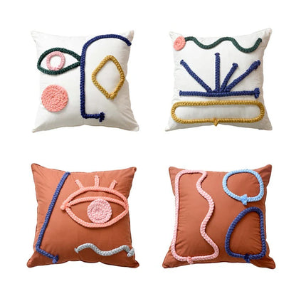 Hand-Woven Throw Pillow Pure Cotton Throw Pillow Case