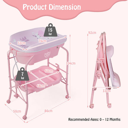 2-In-1 Baby Change Table with Bathtub and Folding Changing Station