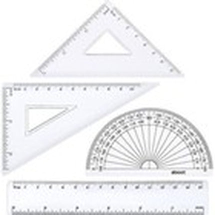 Maths Geometry Set X 4 School Office Measurement Protractor Set Square Ruler