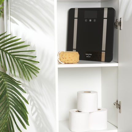 Salter Smart Bathroom Scale LCD 200 Kg Capacity 8 Users Connects to App Black