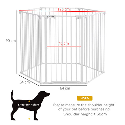 2 in 1 Dog Pen, Safety Pet Gate, 6 Panels, for Medium Dogs, 90Hcm - White