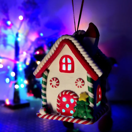 Gingerbread House Christmas Tree Decoration LED Colour Changing Hanging Ornament