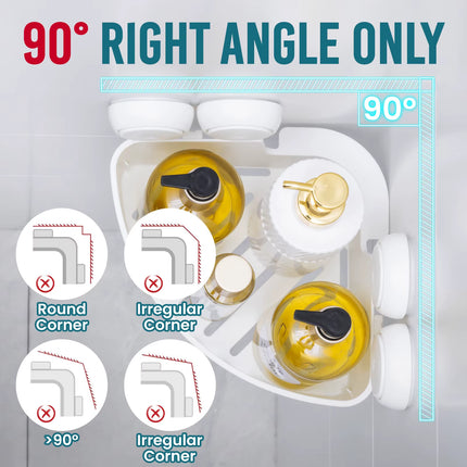 Corner Shower Caddy Suction Cup No-Drilling Removable Shower Caddy Basket Powerful Suction Bathroom Shower Shelf Organizer