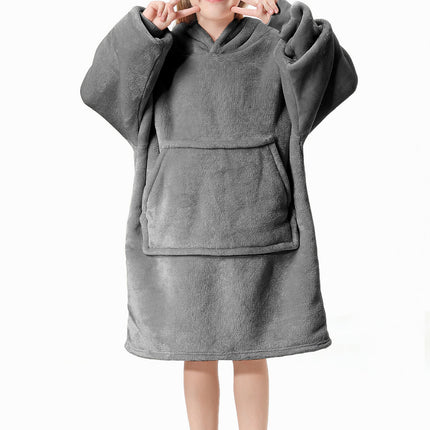 Kids Childrens Hoodie Blanket Oversized Plush Flannel Hooded Sweatshirt