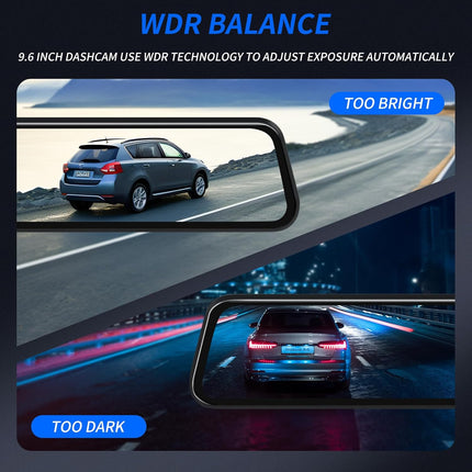 Mirror Dash Cam, 10'' Full Touch Screen Dual Dash Cam 2.5K Front and Rear Camera
