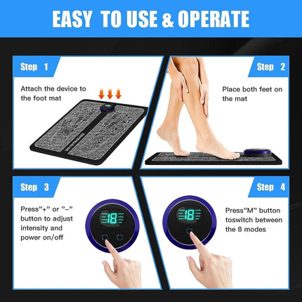 EMS Foot Massagers for Pain and Circulation,  Electric Foot Massager Mat with 8 Modes and 19 Intensity Levels for Improved Circulation, Muscle Relaxation and Pain Relief