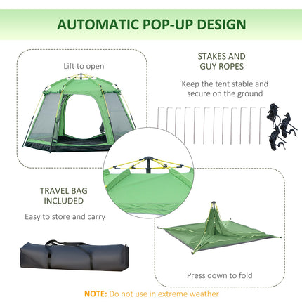 6 Person Camping Tent 2-Tier Pop-Up Tent with 2 Doors and Portable Carry Bag