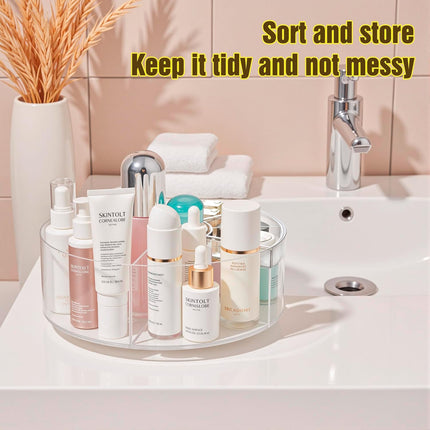 360° Rotating Makeup Organizer, Adjustable Acrylic Cosmetic Storage, Cosmetic Organisers and Spinning Makeup Stand for Beauty Skincare