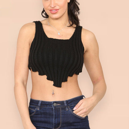 Asymmetric Imogen Hem Knitted Vest Crop Top