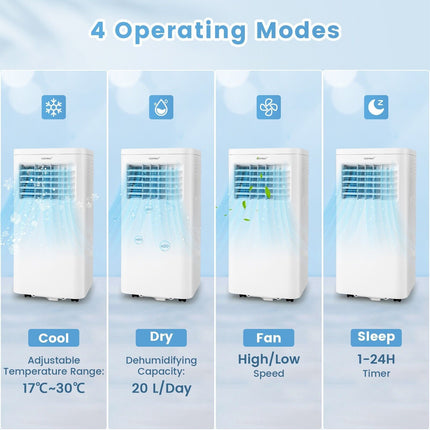 9000 BTU 4-In-1 Portable Air Conditioner with Sleep Mode
