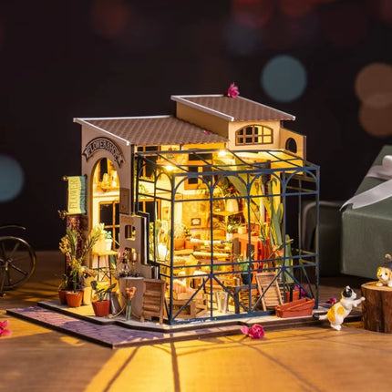Mini House DIY Dollhouse Kit with Furnitures Accessories 1:24 Scale Craft Kit Emily'S Flower Shop