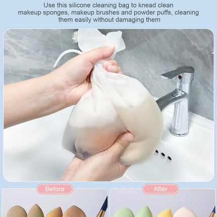 Makeup Brush Cleaner, Silicone Makeup Sponge Cleaning Bag with Mesh Laundry Bags to Effectively Clean and Dry Makeup Sponge, Powder Puff, Brush