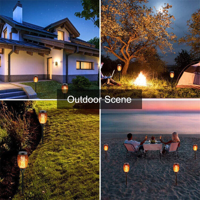 8X Flame Effect Solar Outdoor Lights Stake Garden Path Flickering LED Torch Lamp