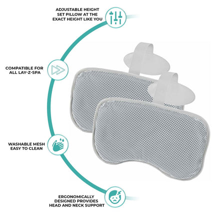 Bestway Lay-Z-Spa Padded Pillow Head Rest Neck and Head Support Set for Hot Tub