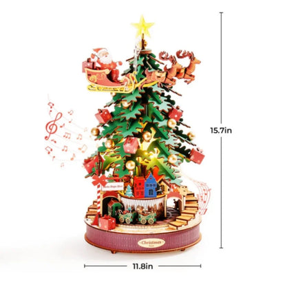 Music Box Christmas Melody Tree 3D Wooden Puzzles Wooden Model Kits for Adults to Build Best Gifts for Adults and Kids