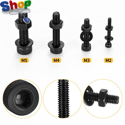 1225Pcs M2 M3 M4 M5 Hexagon Socket Screws, Bolts, Nuts, and Washers Assortment K