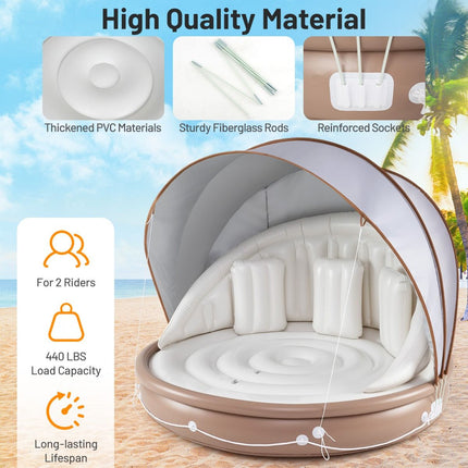 Inflatable Pool Float with Detachable Sunshade Canopy