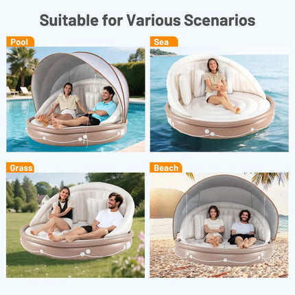 Inflatable Pool Float with Detachable Sunshade Canopy