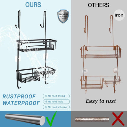 COSYLAND Shower Caddy over the Door, Rustproof Bathroom Shelf Organizer, SUS304
