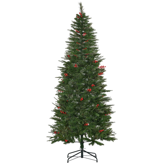 7Ft Artificial Christmas Tree Holiday with Pencil Shape, Berries