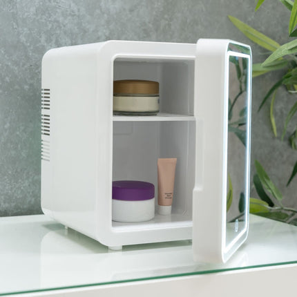 4L Portable Mini Beauty Fridge with LED Mirror Small Cooler for Skincare Make Up