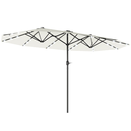 4.4M Double-Sided Sun Umbrella Patio Parasol with LED Solar Lights for Garden