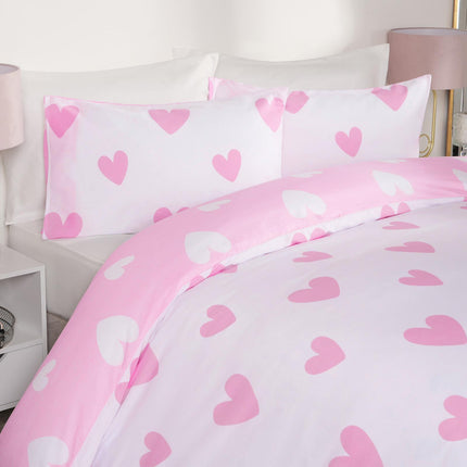 Dreamscene Heart Print Duvet Cover with Pillowcase Quilt Reversible Bedding Set