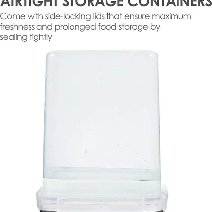 Large Food Storage Containers 5.2L / 175Oz, 4 Pack Plastic Airtight Storage Containers with Lids for Flour, Sugar, Rice, 4 Measuring Cups and 24 Labels, BPA Free, Black