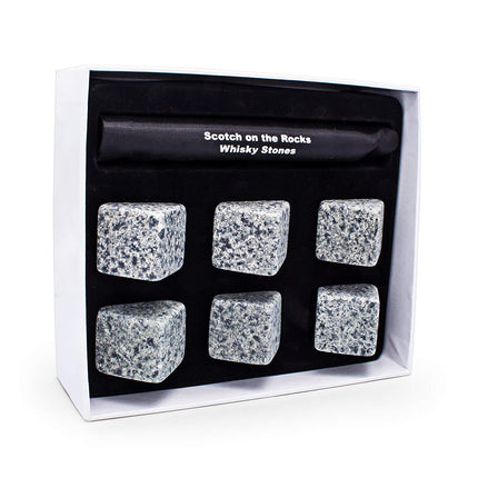 Granite Whiskey Stones Reusable Set of 6 Scotch Whisky Cooling Rocks & Pouch UK