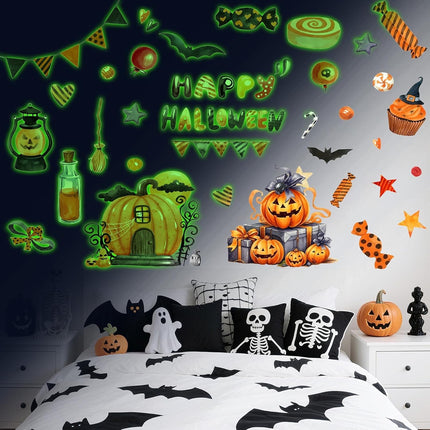 Toarti Glow in the Dark Halloween Wall Stickers,Pumpk