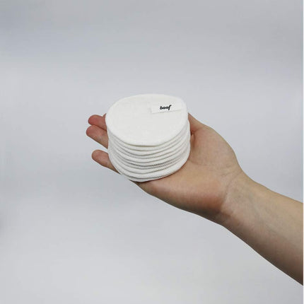 Boof Bamboo Fibre & Cotton Reusable Makeup Remover Pads (10 Pcs) with Washable B