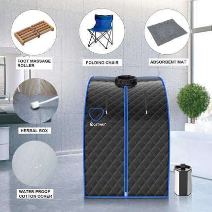 3L Portable Steam Sauna with 9-Level Temperature and Folding Chair
