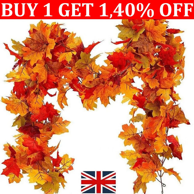 175Cm Artificial Autumn Fall Maple Leaves Garland Hanging Plant Halloween Decor