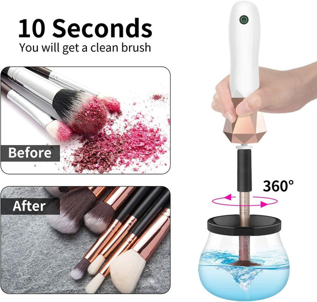 Electric Makeup Brush Cleaner & Dryer Machine – USB Rechargeable, Fast-Drying Spin Cleaner for All Cosmetic Brushes – Deep Clean & Dry in Seconds