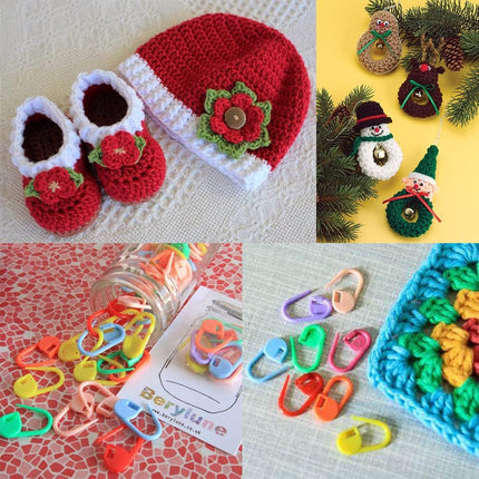 YINVA 150Pcs Crochet Stitch Marker Knitting Crochet Locking Stitch Multi-Color K